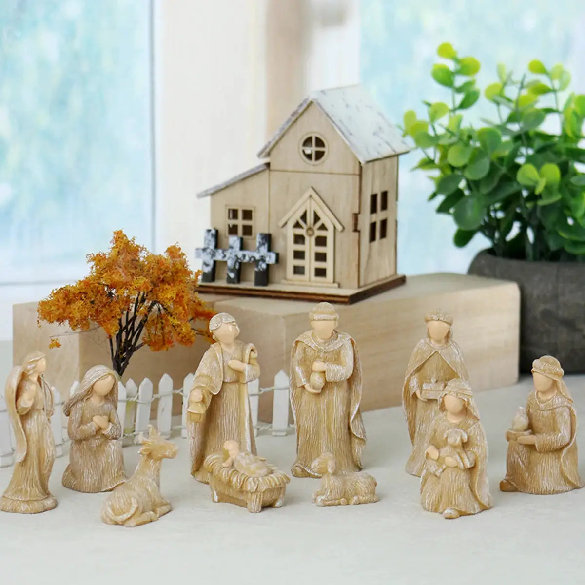 Nativity Scene | 10-Piece Rustic Resin | PriceLows™