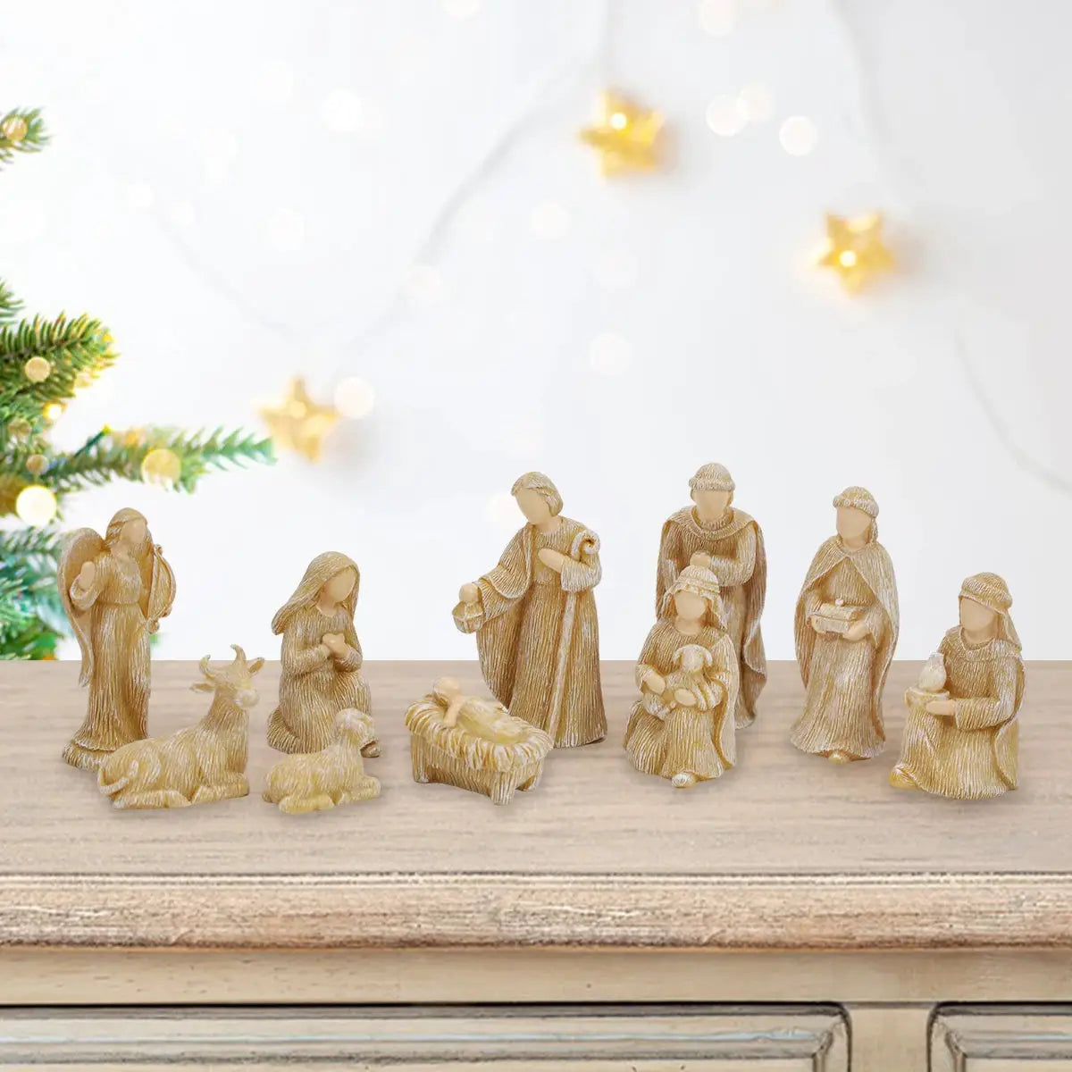 Nativity Scene | 10-Piece Rustic Resin | PriceLows™