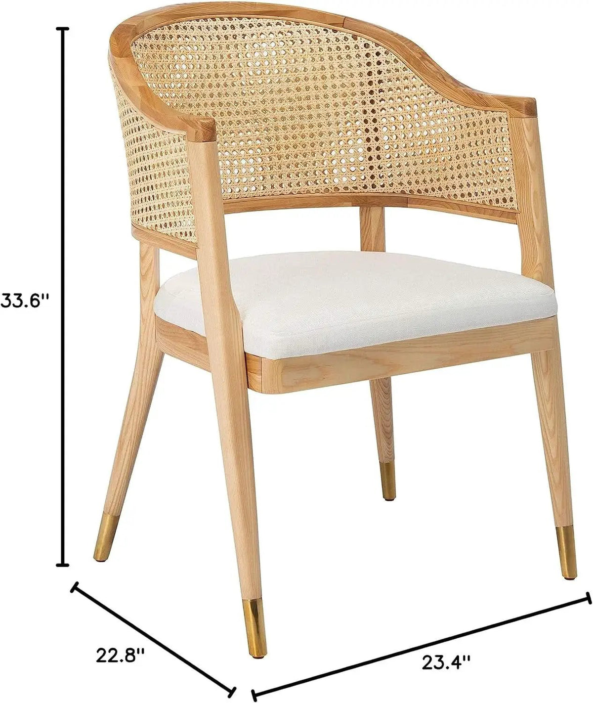 Natural Rattan Accent Chair with Brass Caps Fully Assembled from PriceLows™