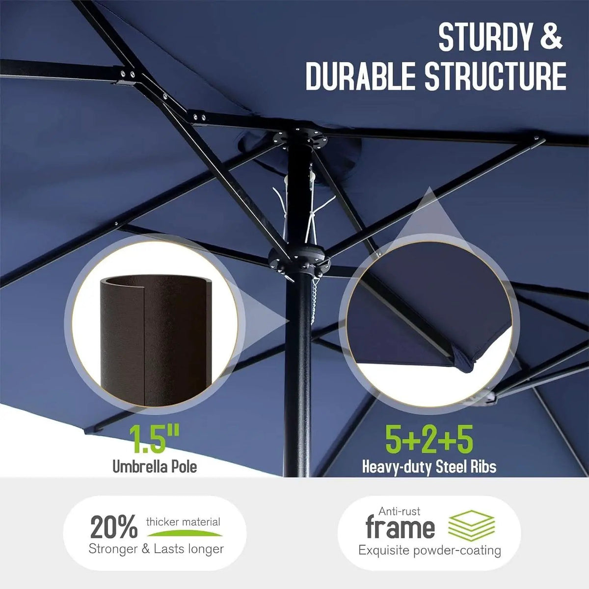 Navy Outdoor Patio Table And Chairs Set With Umbrella For 6 from PriceLows™