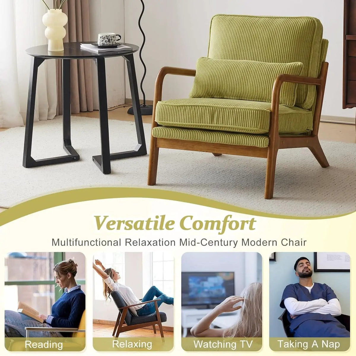 Nightshade Green Armchair With Lumbar Pillow Home Office from PriceLows™