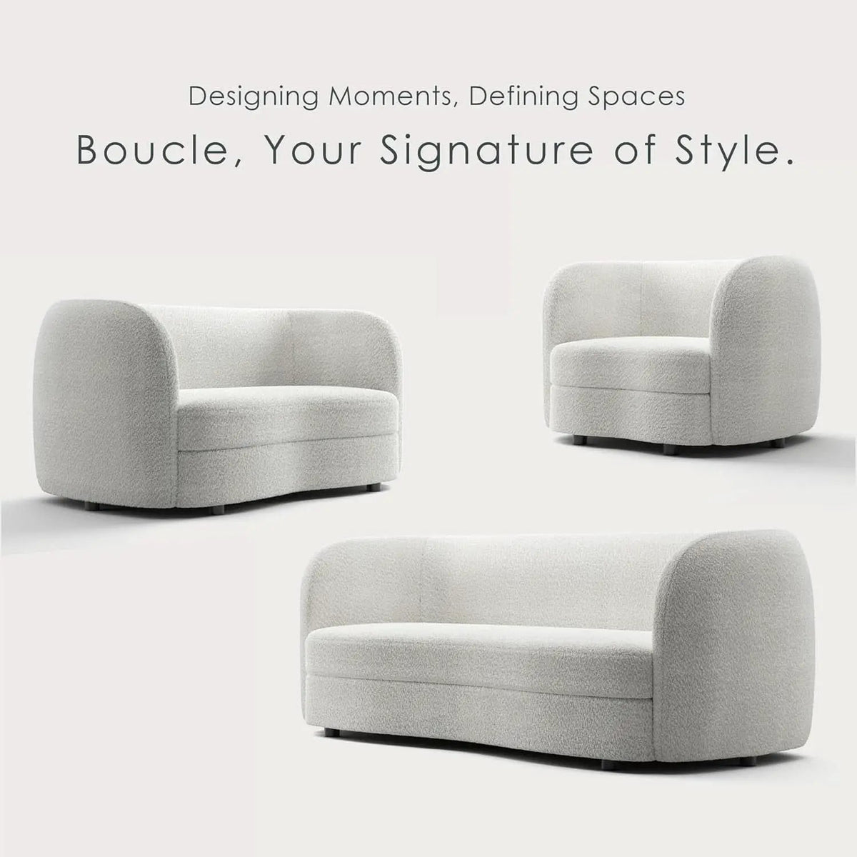 Nimiane Boucle 3 Piece Sofa Set Off White Modern Collection from PriceLows™