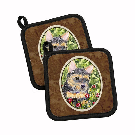 Pot Holder Set of 2 | Heat Resistant Quilted Hot Pads | 7.5 x 7.5 Inch | Norwich Terrier (Style 6)
