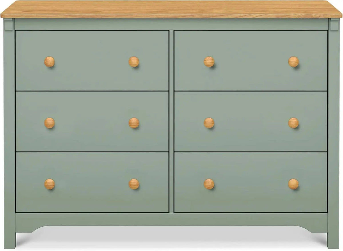 Shea Six Drawer Dresser Light Sage And Honey For Nursery from PriceLows™
