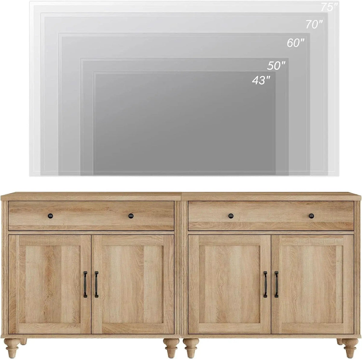 Oak Farmhouse Entertainment Center For TVs Up To 75 Inches from PriceLows™