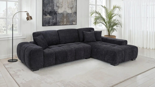 Octavia Upholstered Sectional Chaise Sofa | 119.25 x 79.5 x 35.5 in | Fabric | Black