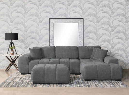Octavia Upholstered Sectional Chaise Sofa Charcoal | 119.25 x 79.5 x 35.5 in | Living Room Furniture | Grey