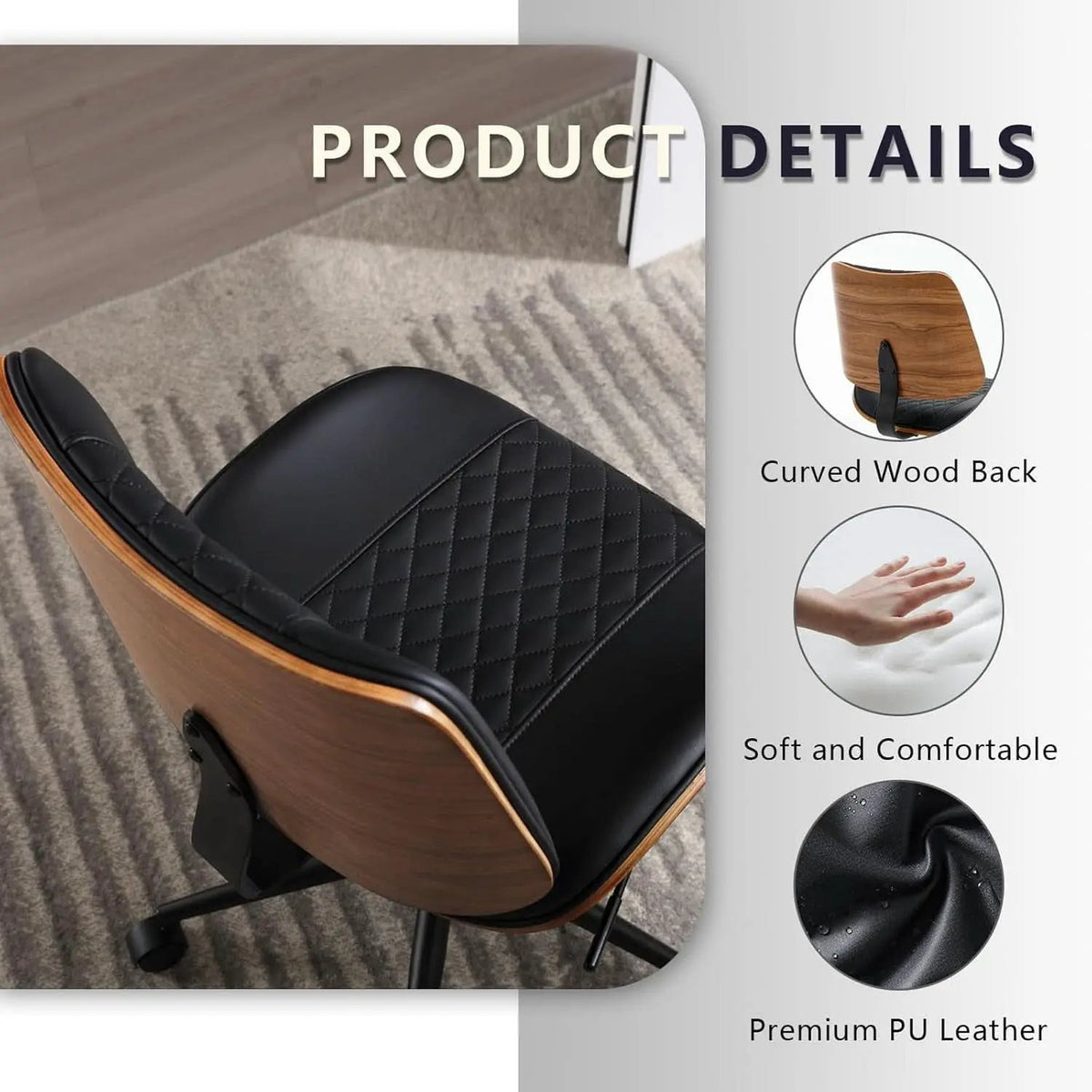 Office Chair Black 360 Swivel Ergonomic Desk Chair from PriceLows™