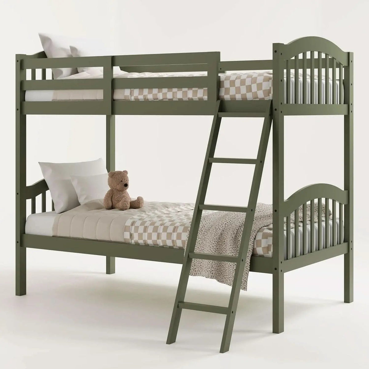 Olive Twin Over Twin Bunk Bed Converts To Two Beds from PriceLows™