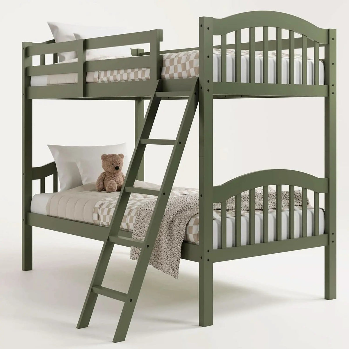 Olive Twin Over Twin Bunk Bed Converts To Two Beds from PriceLows™