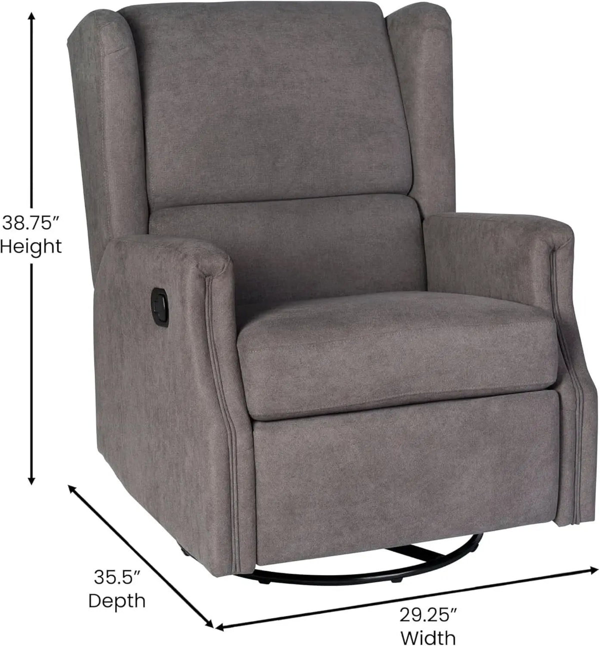 Omma Wingback Swivel Glider Recliner Dark Gray Upholstered from PriceLows™