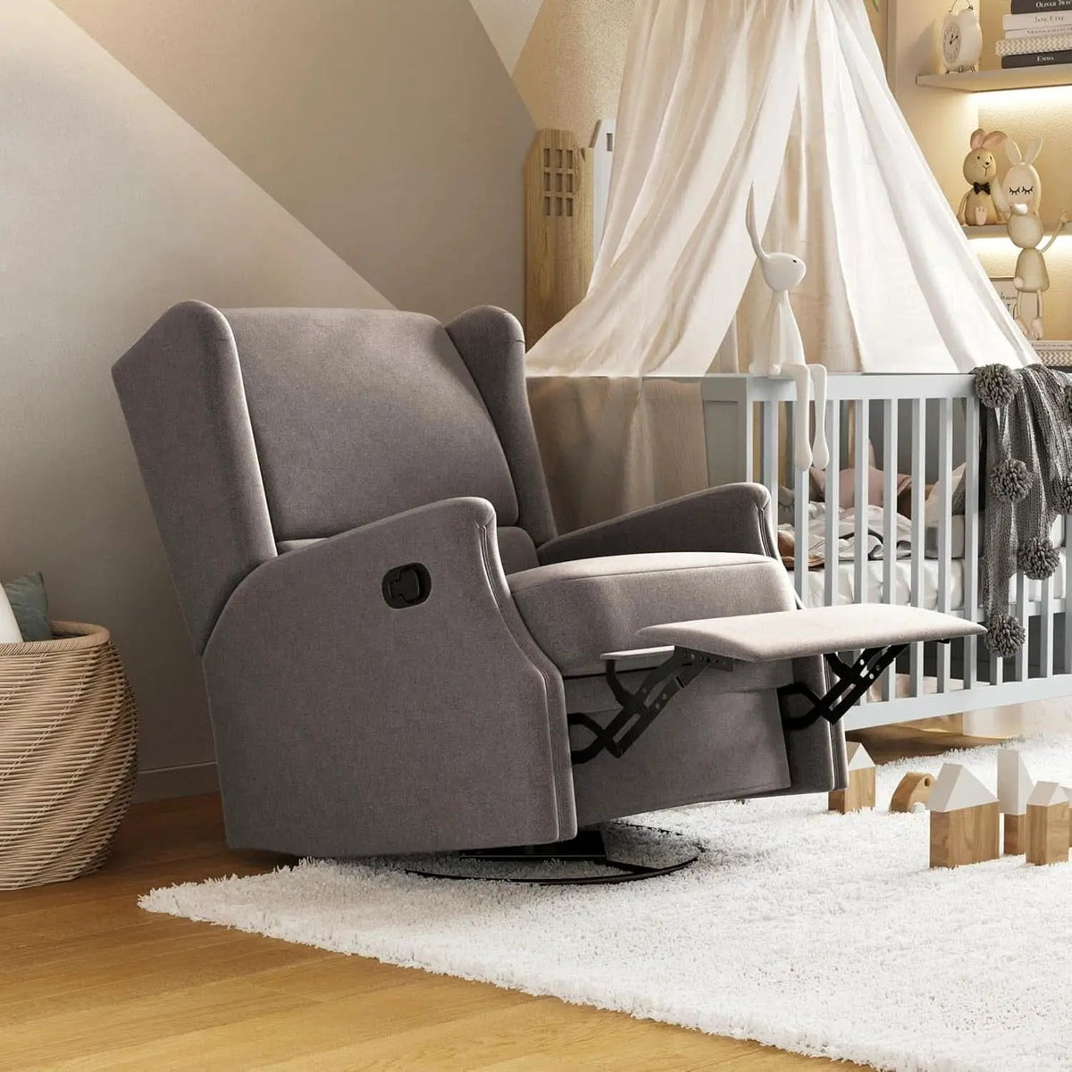 Omma Wingback Swivel Glider Recliner Dark Gray Upholstered from PriceLows™