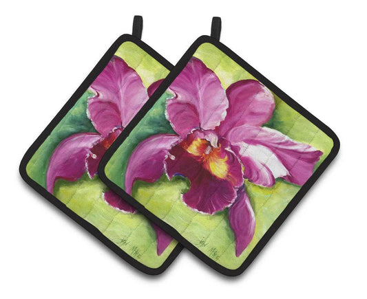 Pot Holder Set of 2 | Heat Resistant Quilted Hot Pads | 7.5 x 7.5 Inch | Orchid