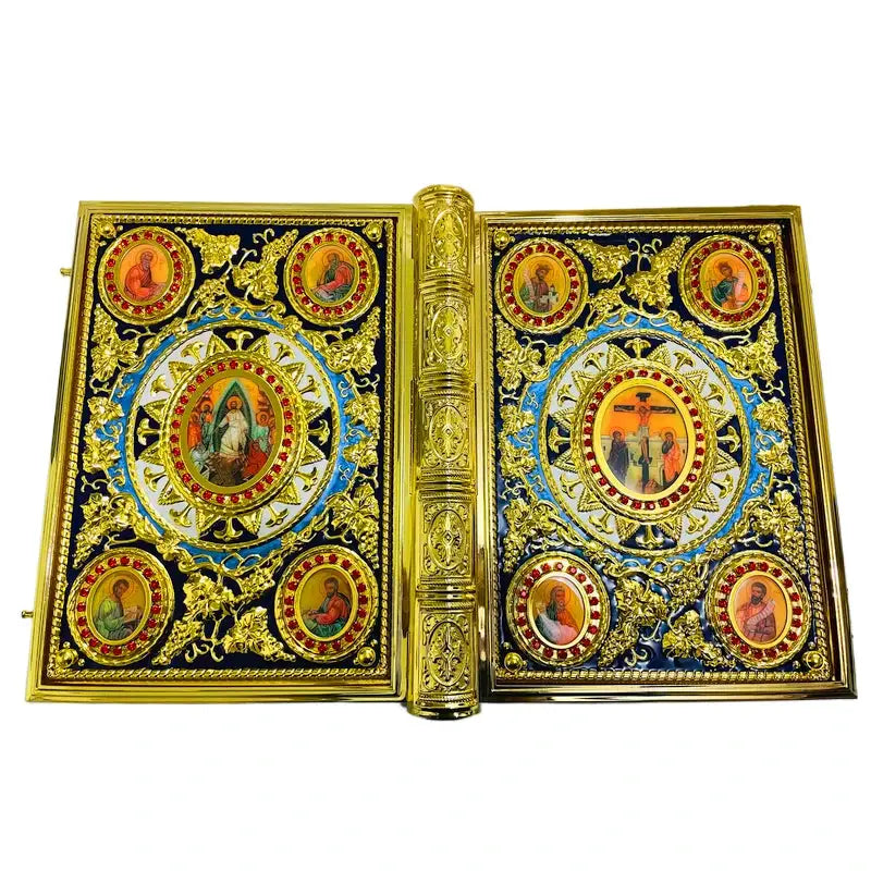 Orthodox Gospel Book Cover | Gilded Red Rhinestones | PriceLows™