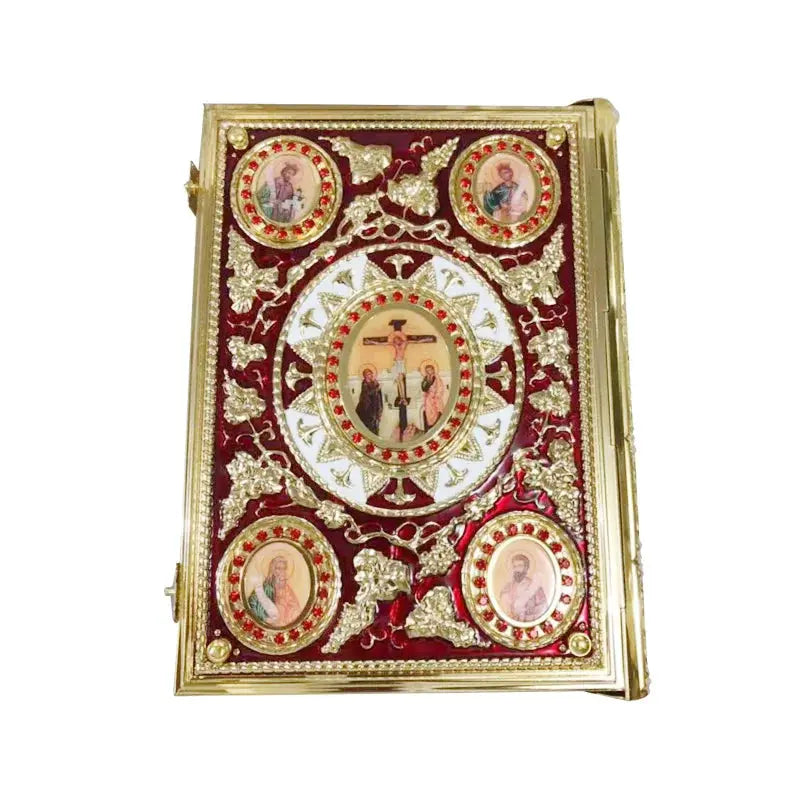 Orthodox Gospel Book Cover | Gilded Red Rhinestones | PriceLows™
