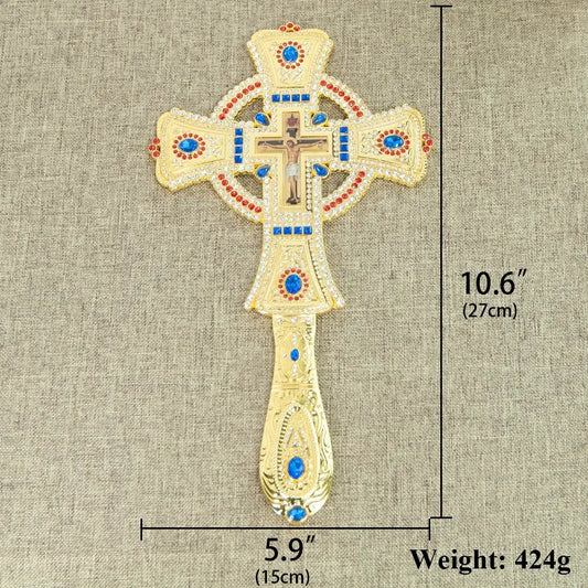 Orthodox Handheld Cross | Gold Plated Crystal | PriceLows™