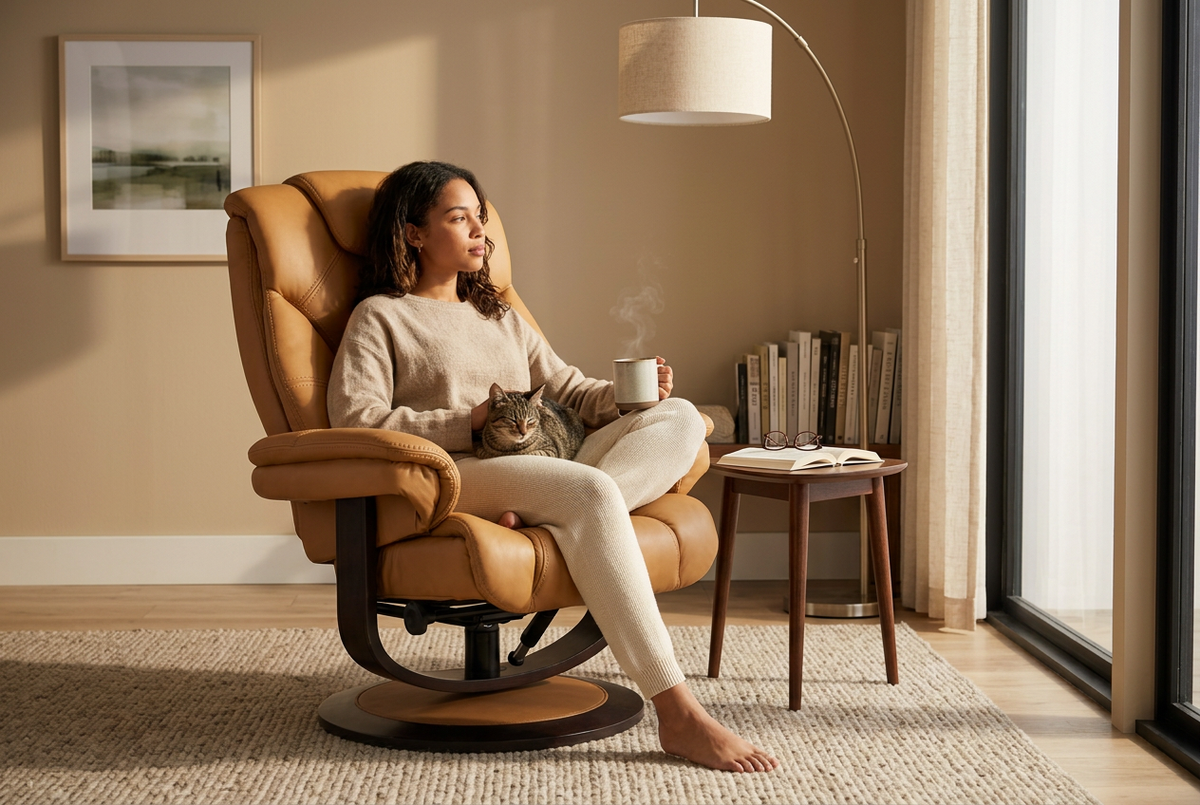 Contemporary Euro Recliner | Plush Cushioning | With Ottoman