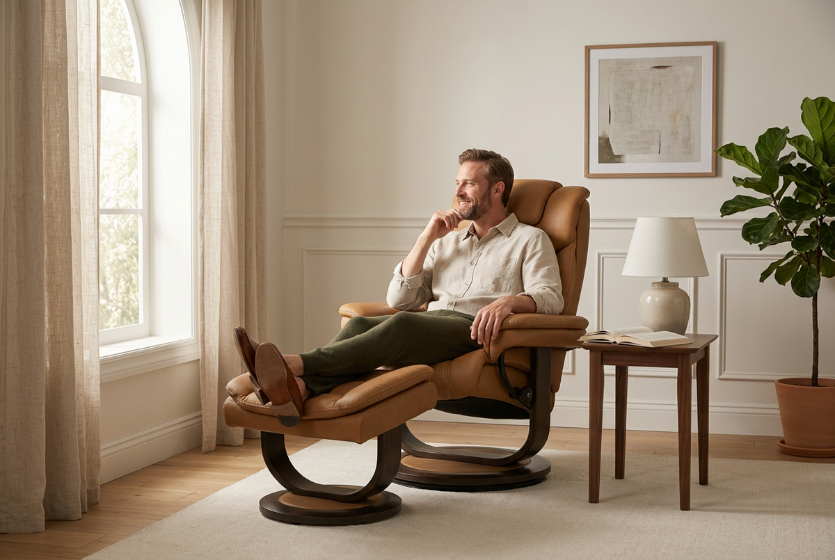 Contemporary Euro Recliner | Plush Cushioning | With Ottoman