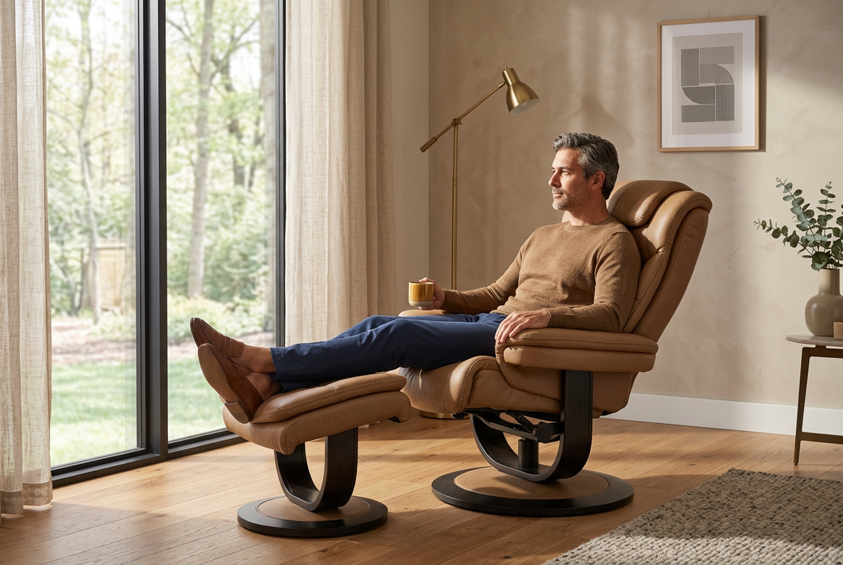 Contemporary Euro Recliner | Plush Cushioning | With Ottoman