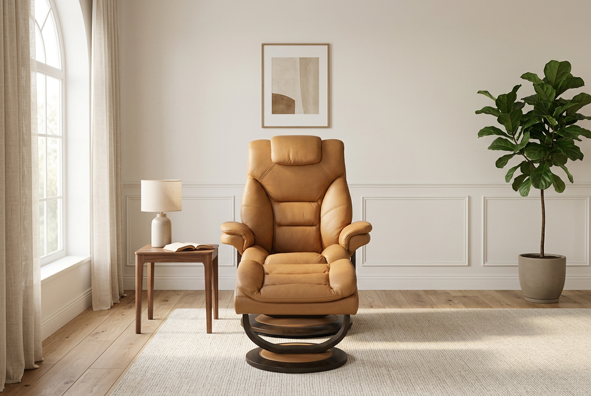 Contemporary Euro Recliner | Plush Cushioning | With Ottoman
