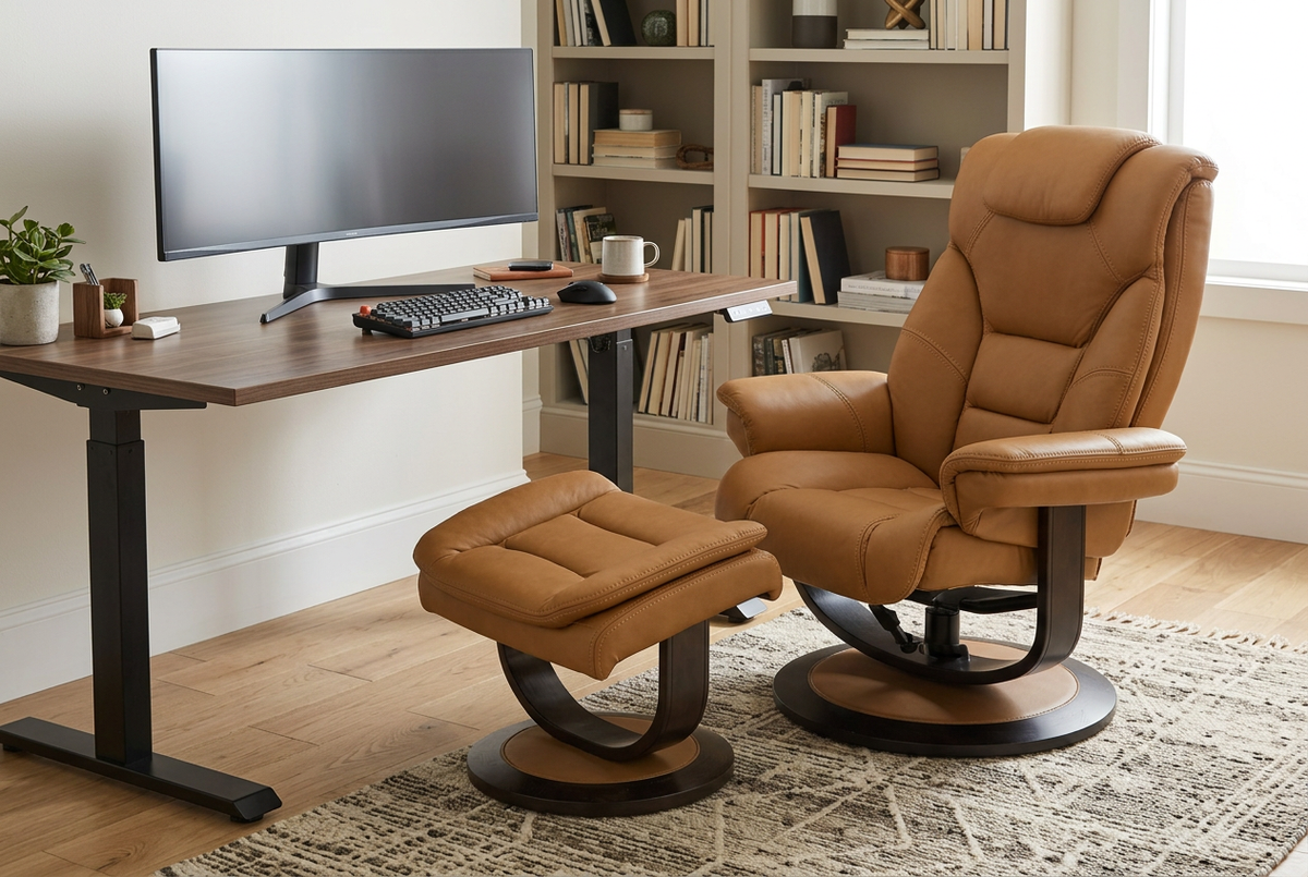 Contemporary Euro Recliner | Plush Cushioning | With Ottoman