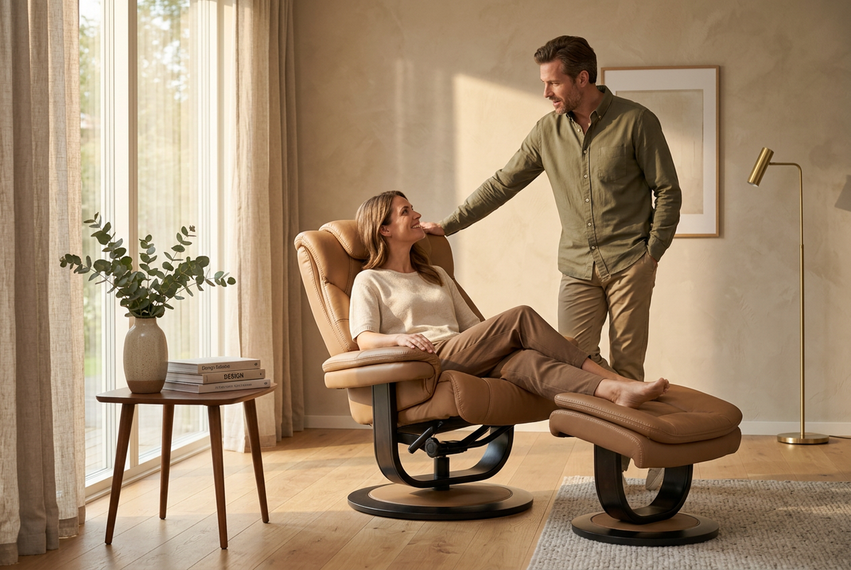 Contemporary Euro Recliner | Plush Cushioning | With Ottoman