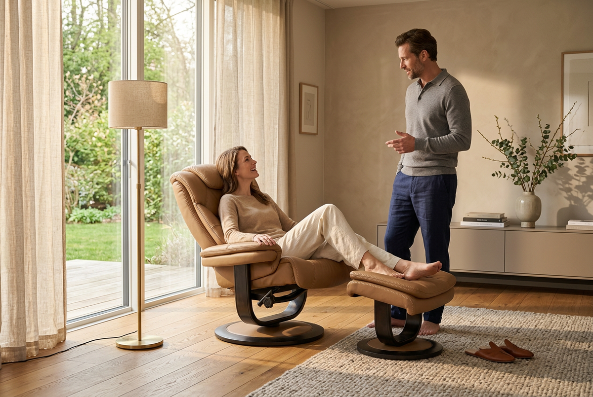 Contemporary Euro Recliner | Plush Cushioning | With Ottoman