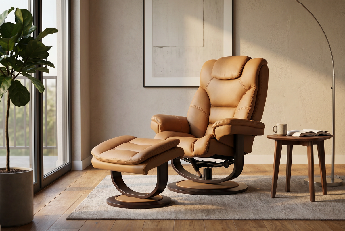Contemporary Euro Recliner | Plush Cushioning | With Ottoman