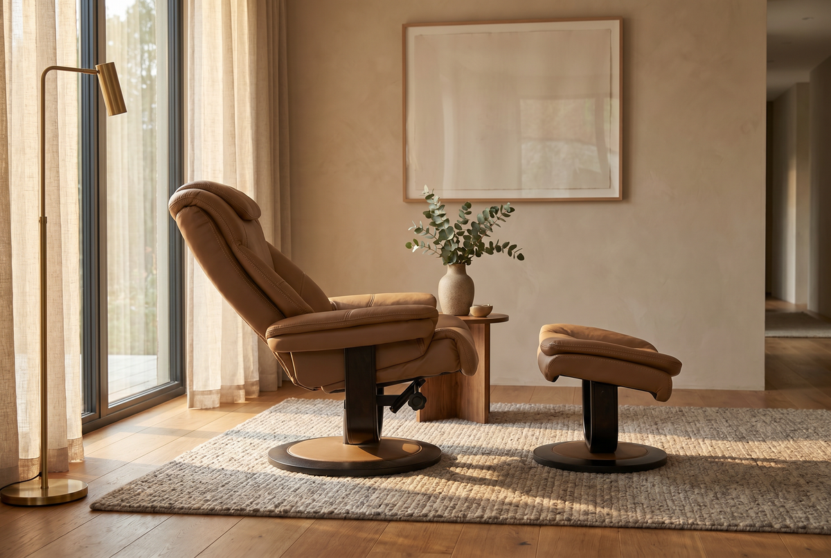 Contemporary Euro Recliner | Plush Cushioning | With Ottoman