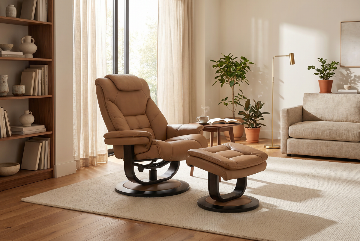Contemporary Euro Recliner | Plush Cushioning | With Ottoman