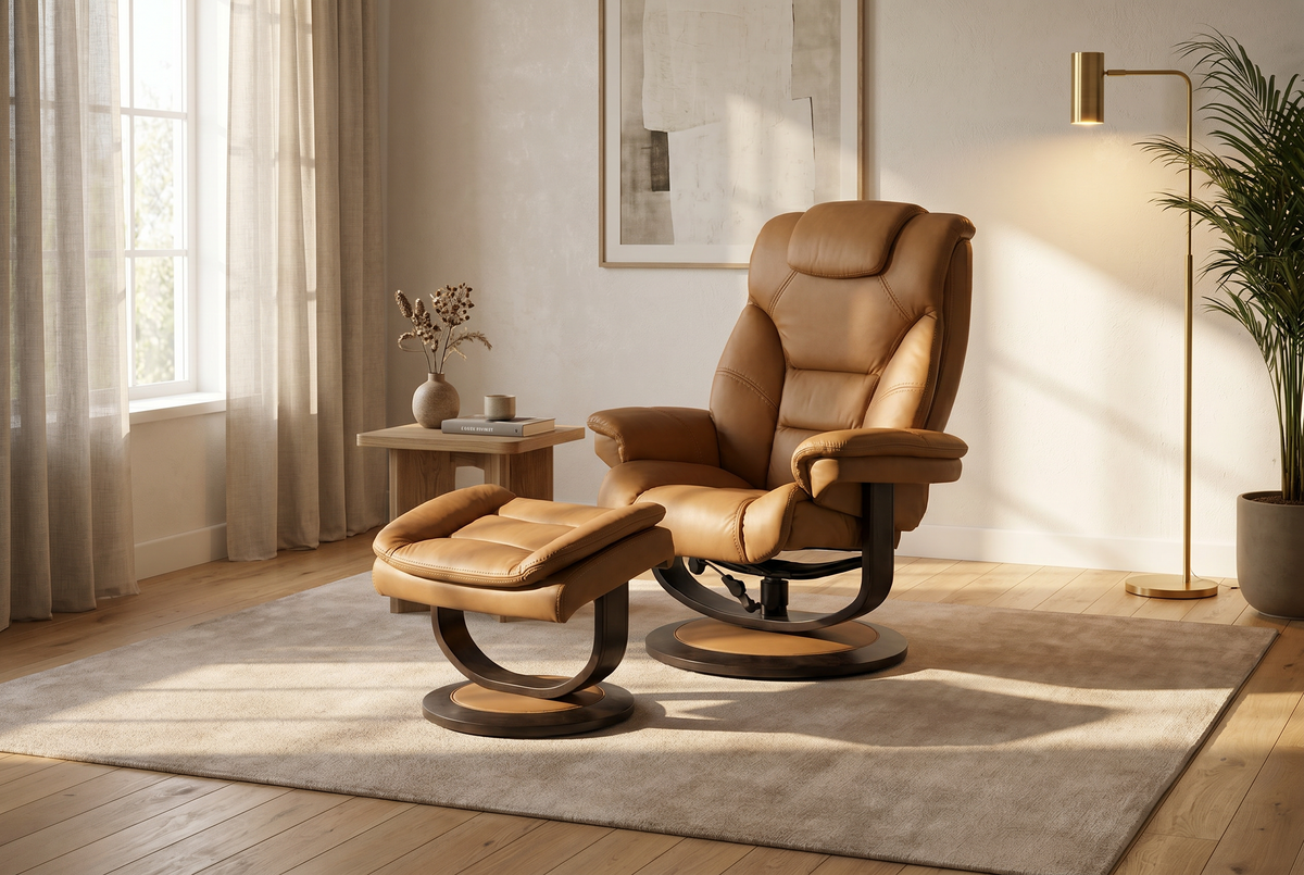 Contemporary Euro Recliner | Plush Cushioning | With Ottoman