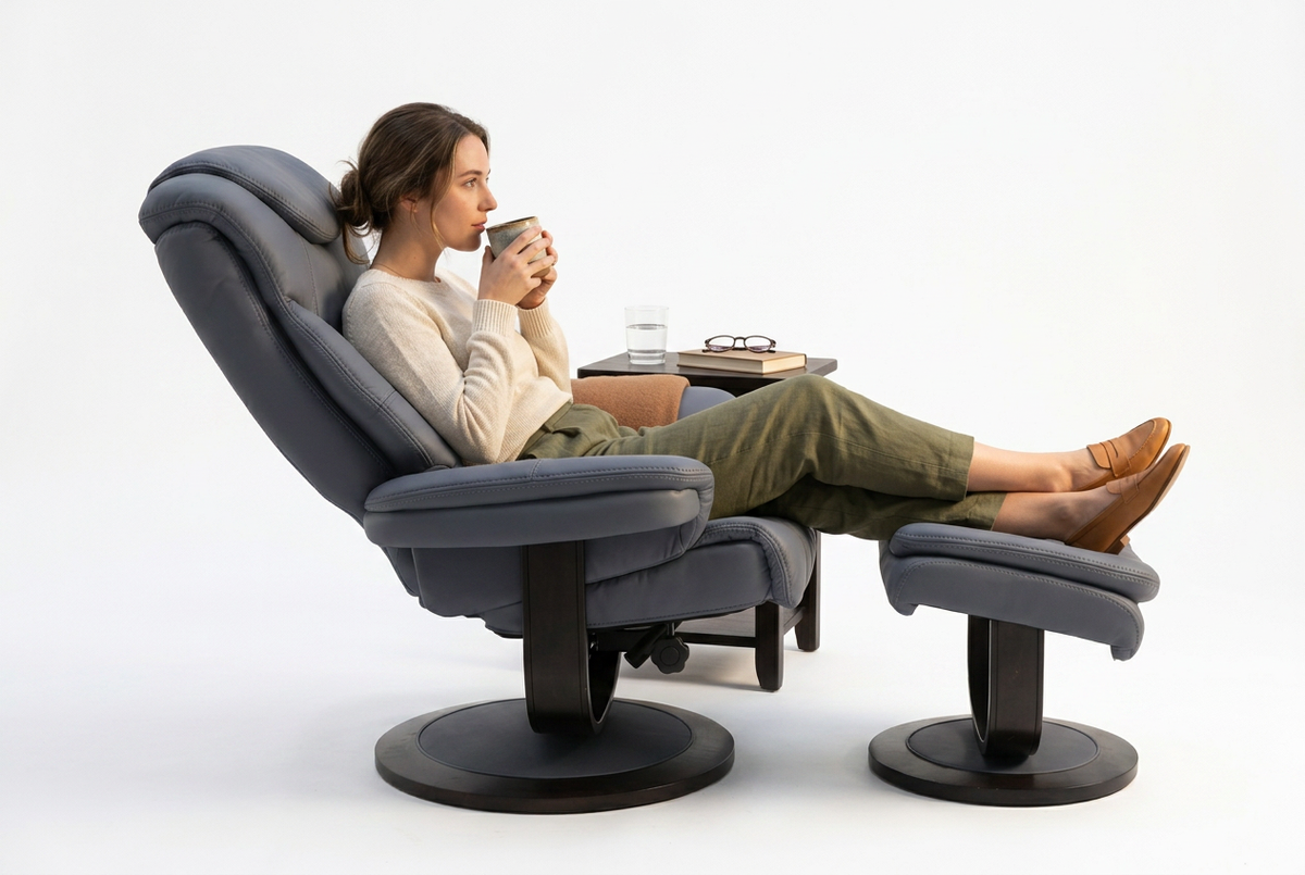 Contemporary Euro Recliner | Plush Cushioning | With Ottoman