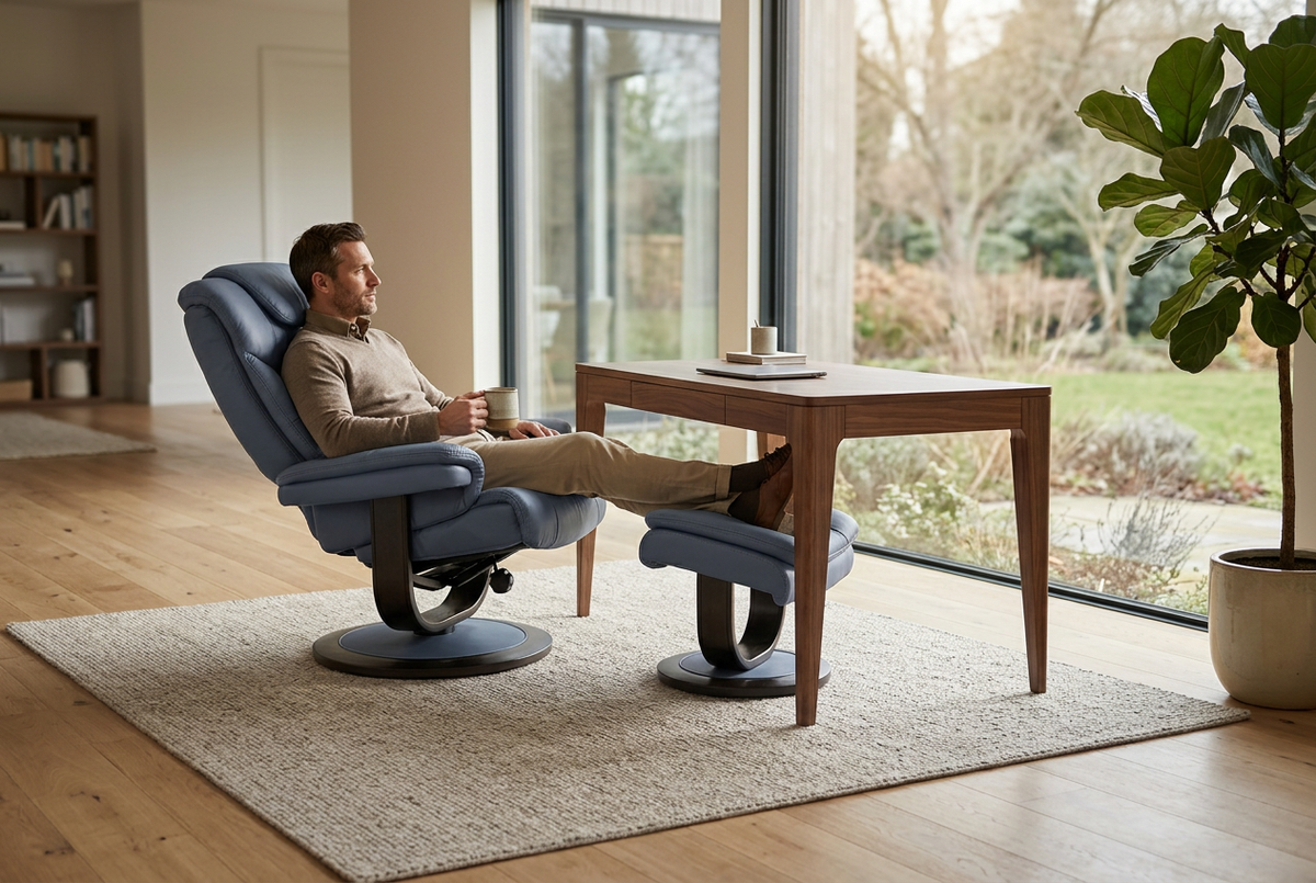 Contemporary Euro Recliner | Plush Cushioning | With Ottoman