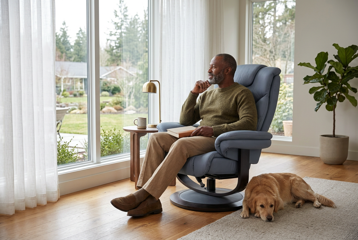 Contemporary Euro Recliner | Plush Cushioning | With Ottoman