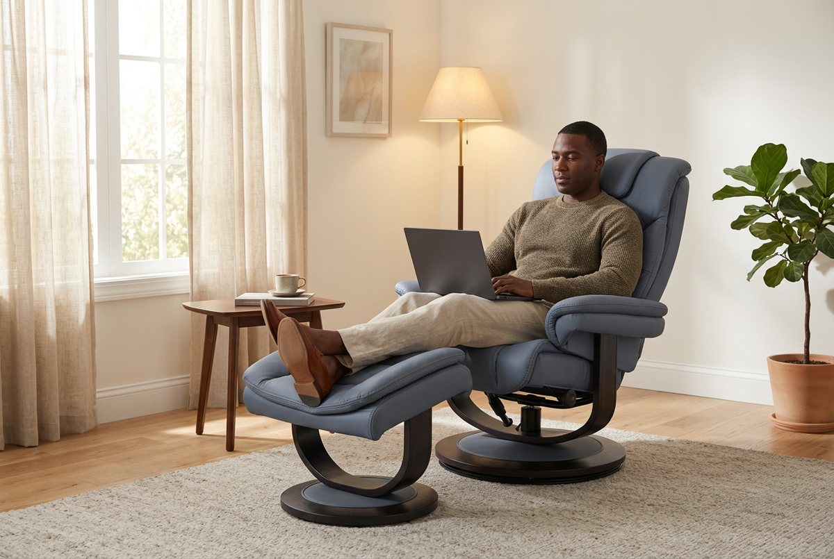 Contemporary Euro Recliner | Plush Cushioning | With Ottoman