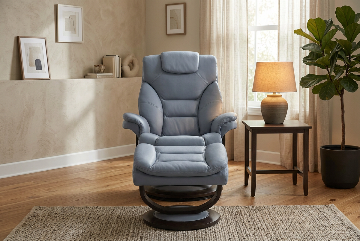 Contemporary Euro Recliner | Plush Cushioning | With Ottoman