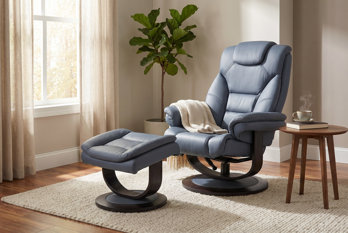 Contemporary Euro Recliner | Plush Cushioning | With Ottoman