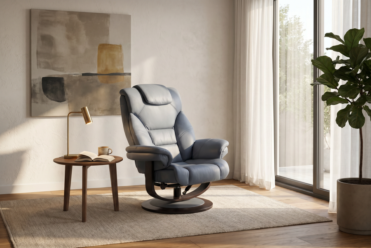 Contemporary Euro Recliner | Plush Cushioning | With Ottoman