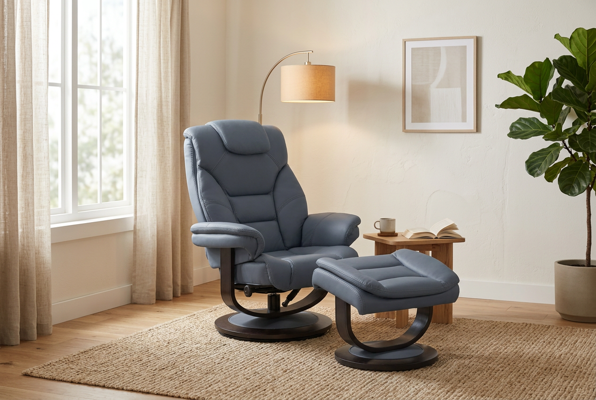 Contemporary Euro Recliner | Plush Cushioning | With Ottoman