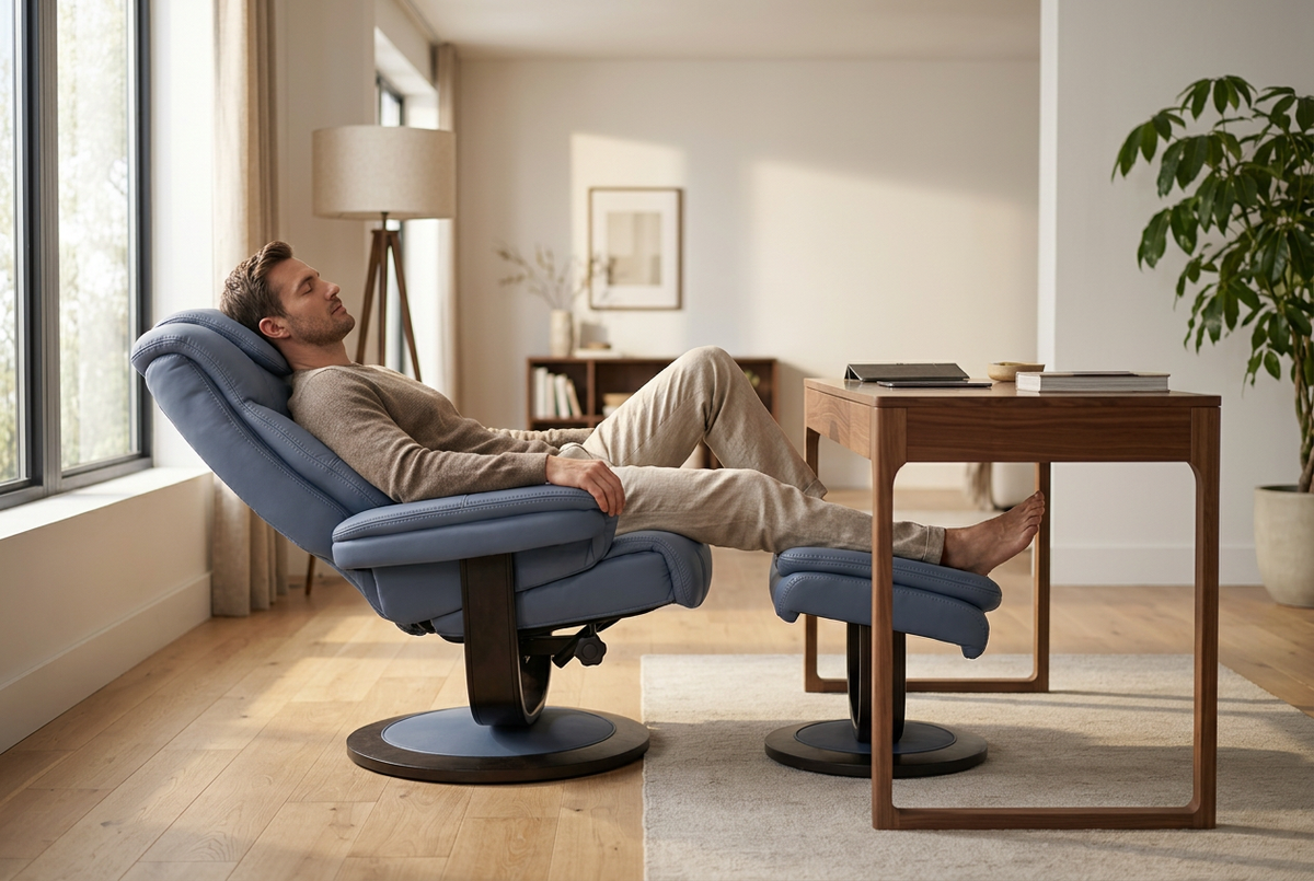 Contemporary Euro Recliner | Plush Cushioning | With Ottoman