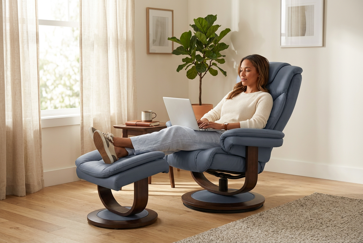 Contemporary Euro Recliner | Plush Cushioning | With Ottoman