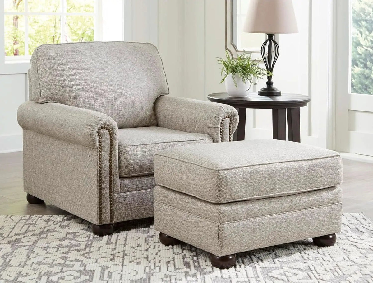 Rectangular Upholstered Ottoman Light Brown Bun Legs from PriceLows™