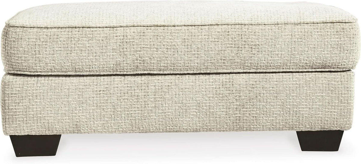 Beige Chenille Upholstered Ottoman With Cushioned Comfort from PriceLows™