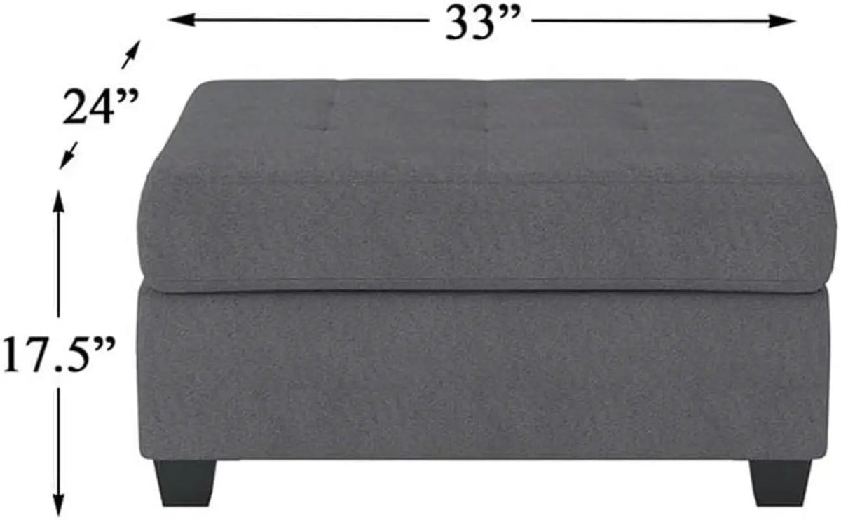 Dark Gray Upholstered Ottoman With Concealed Storage from PriceLows™