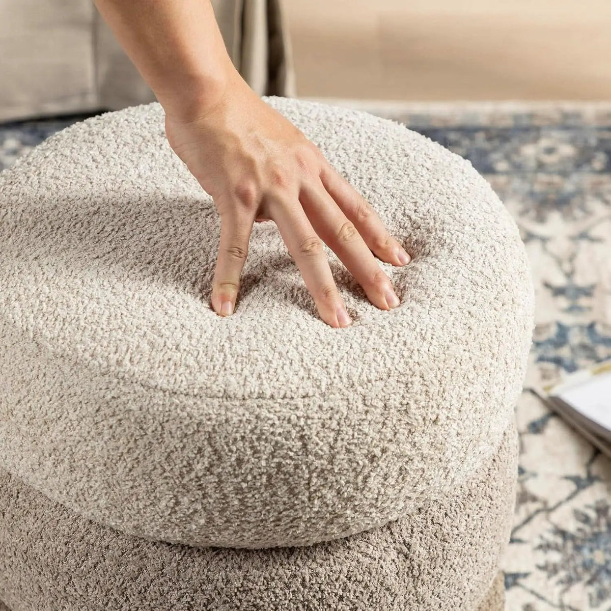 Round Upholstered Ottoman With Storage Gradient Brown from PriceLows™
