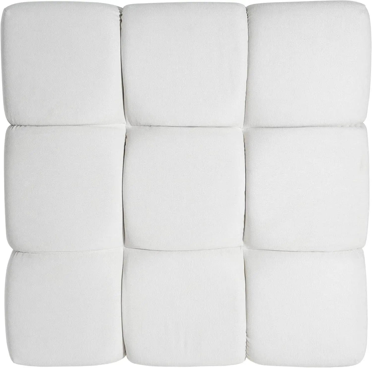 Square White Upholstered Ottoman Featuring Dense Foam from PriceLows™