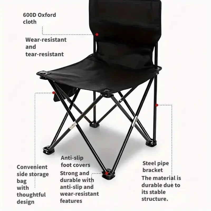 Outdoor Foldable Chair | Oxford Cloth Seat | Side Pocket | 12x60cm from PriceLows™