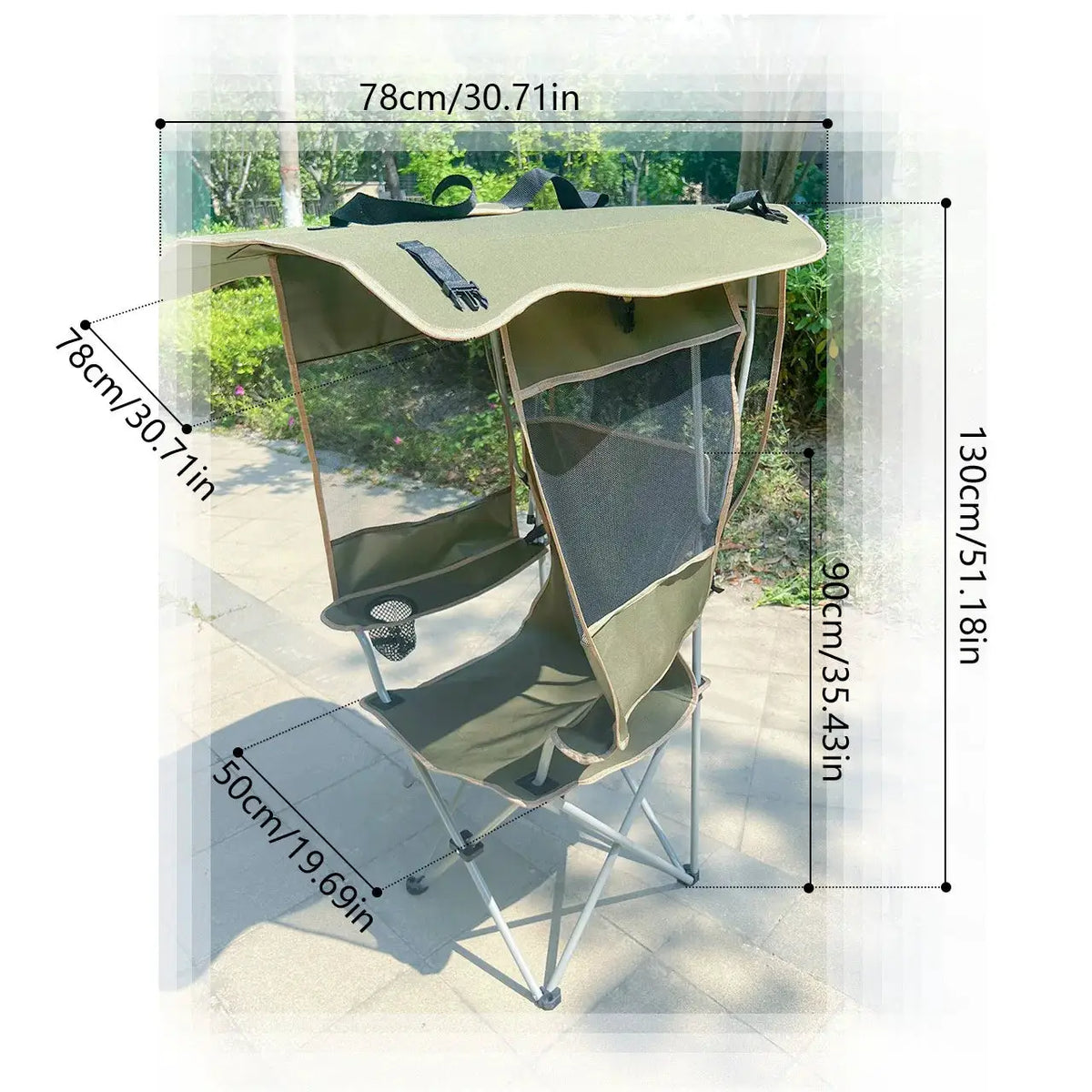 Outdoor Folding Chair | Sunshade Canopy | Iron Frame from PriceLows™