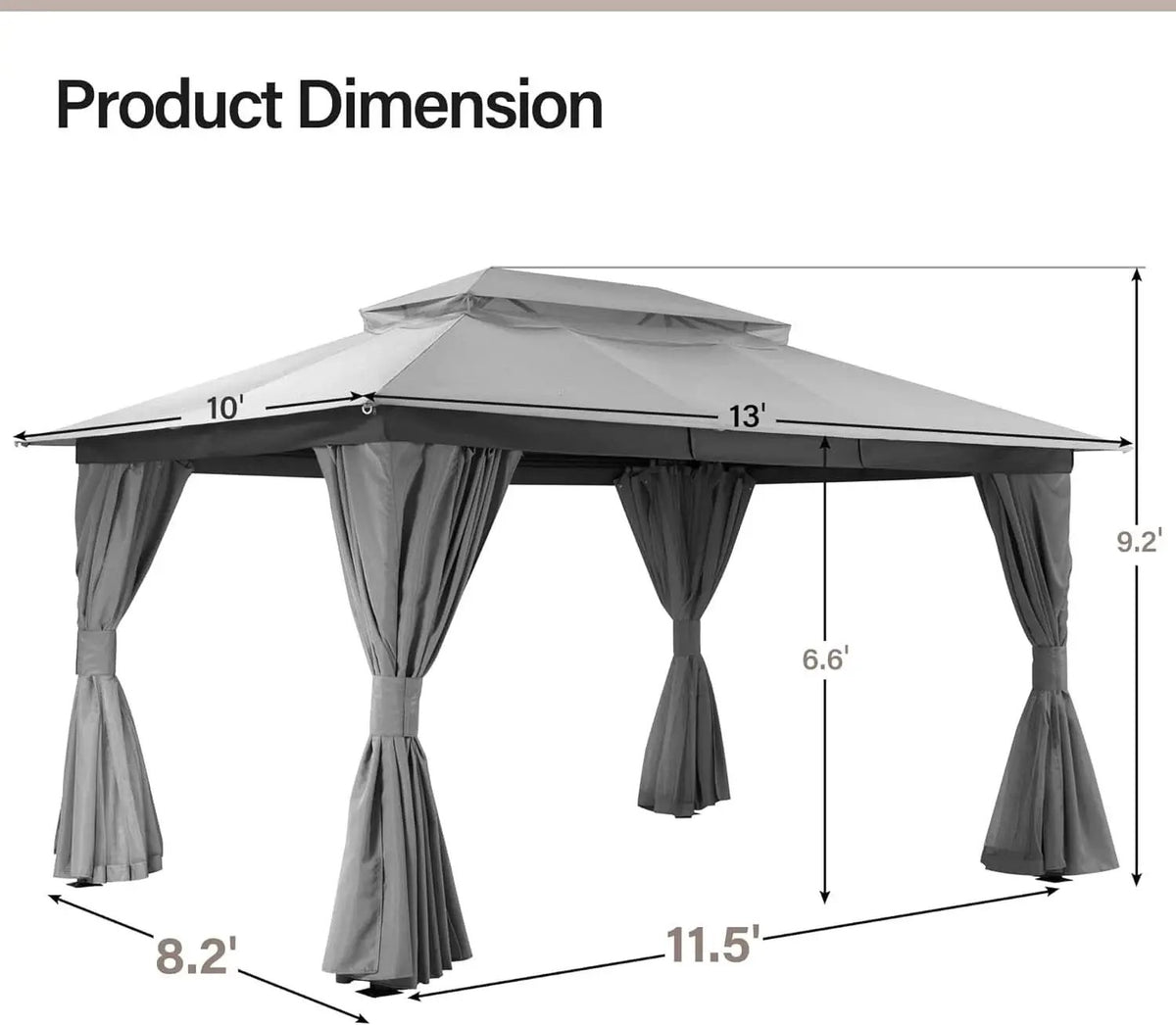 Outdoor Gazebo 10x13 With Mosquito Netting Weatherproof from PriceLows™