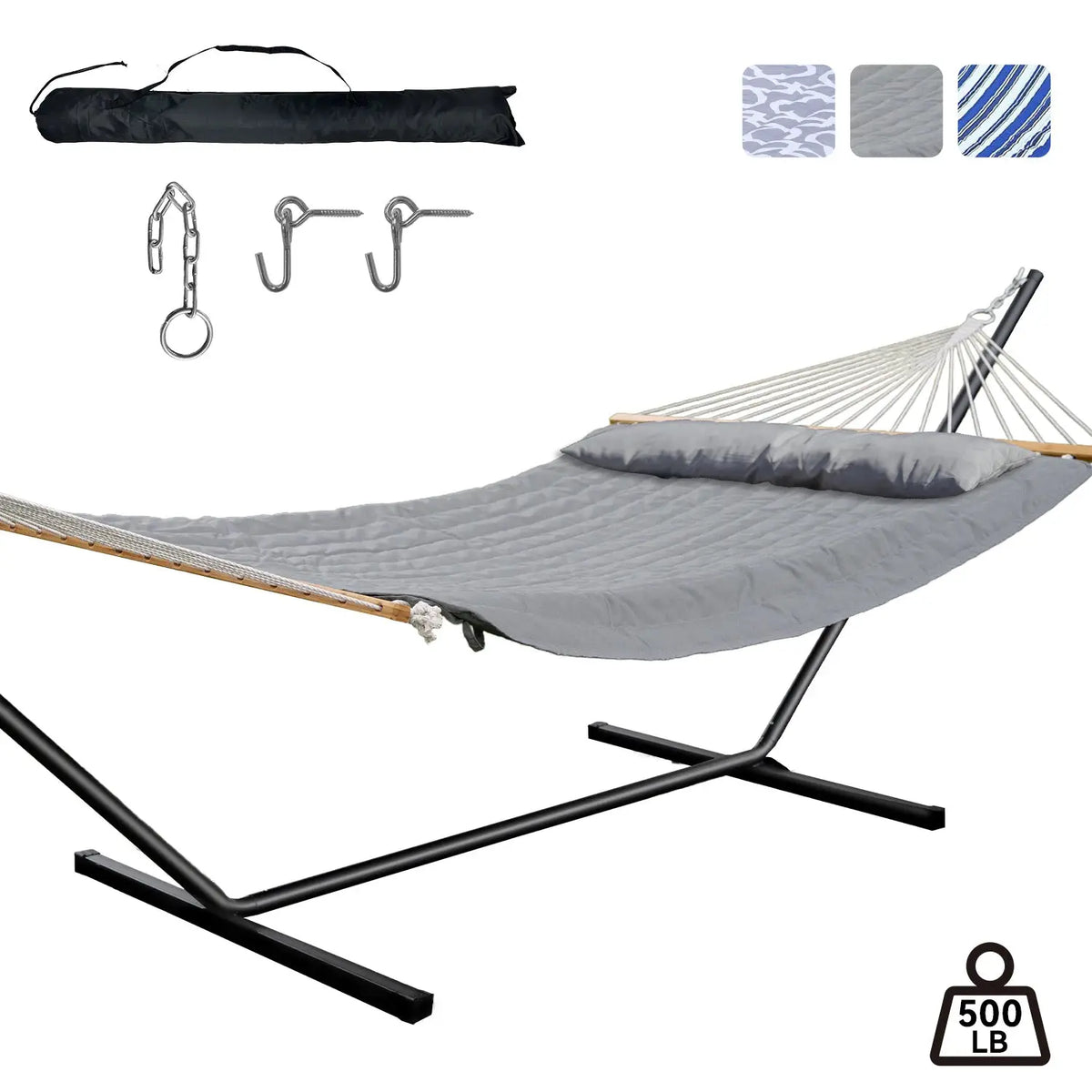 Heavy-Duty Outdoor Hammock with Steel Stand.Detachable for Versatile Use - Ideal for Courtyard, Garden Lawn, Patio Balcony, Lake from PriceLows™